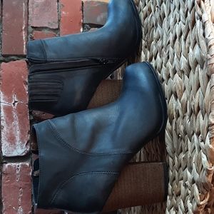 Jeffrey Campbell Hanger booties.  Black leather upper with a 4 inch heel.